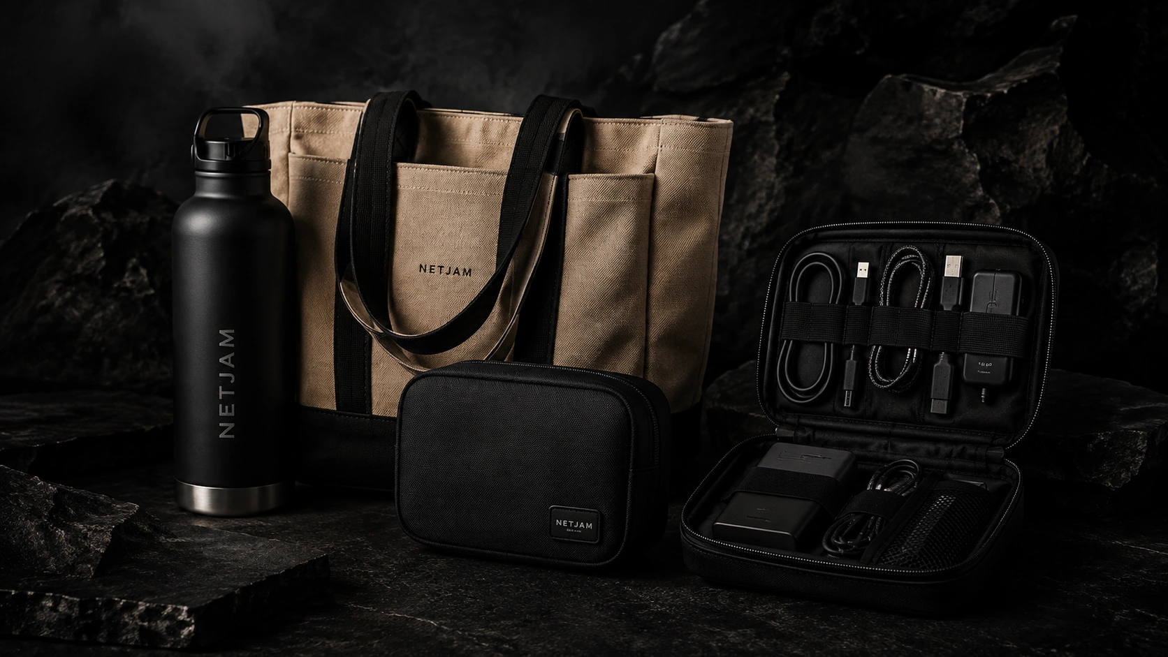 Travel organization products packed for a trip